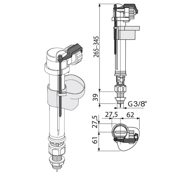 Впускной механизм Alcaplast A18 3/8