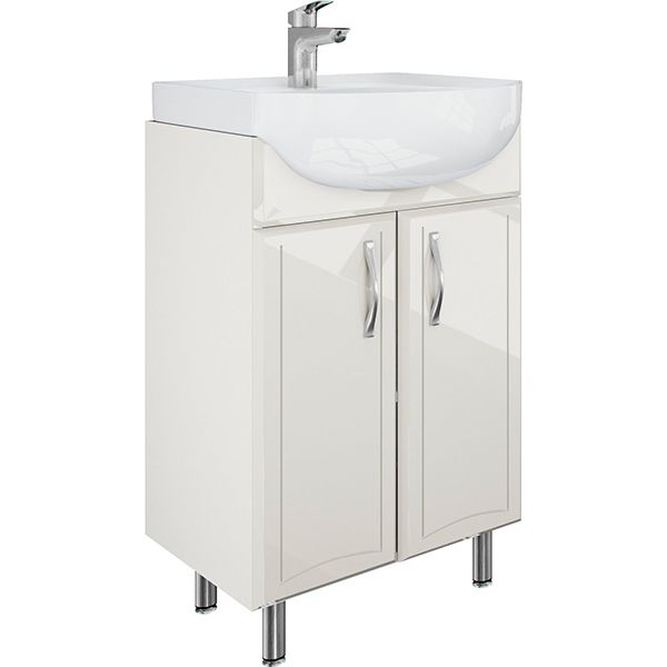 Тумба напольная Water House Прайм 55 МДФ бежевый глянец под умывальник Солас 55