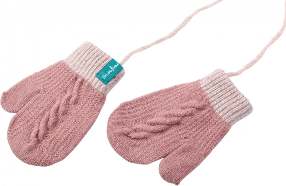 Рукавиці HW з мотузочкою р.10-12 рожевий