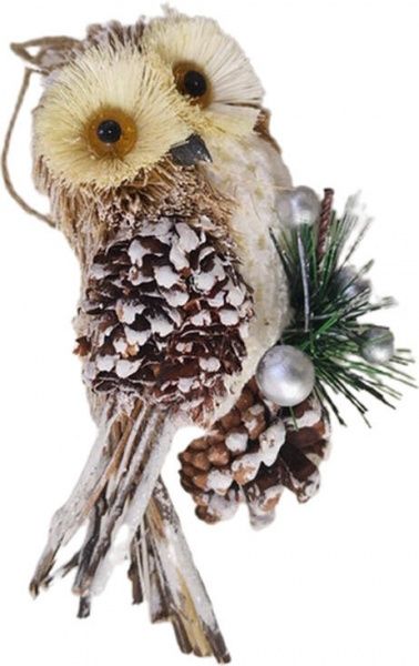 Декорация-подвеска Сова на шишке 16 см EPI-17B32 