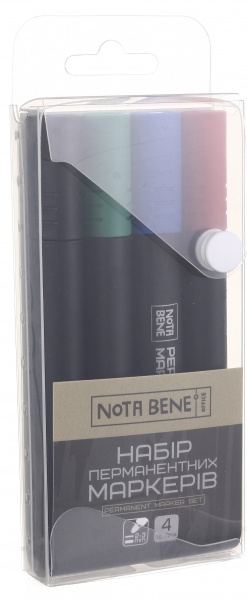 Набор перманентных маркеров Nota Bene 2 мм 4 цвета в пенале 