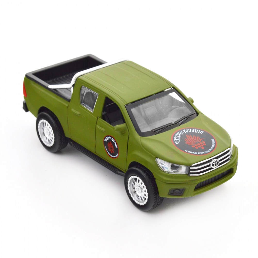 Автомодель TechnoDrive 1:32 серии Шевроны Героев Toyota Hilux Красная калина KM6119