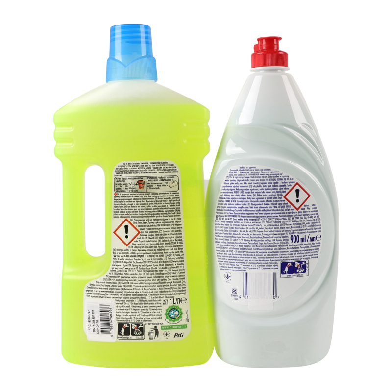 Набор Fairy Средство для мытья посуды Чайное дерево и мята 900 мл + Средство для мытья пола Mr. Proper Лимон 1л