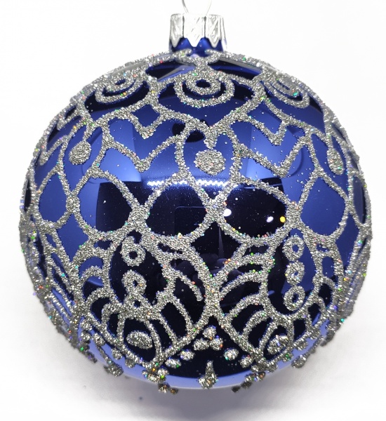 Куля новорічна 100 мм синій 9513-1
