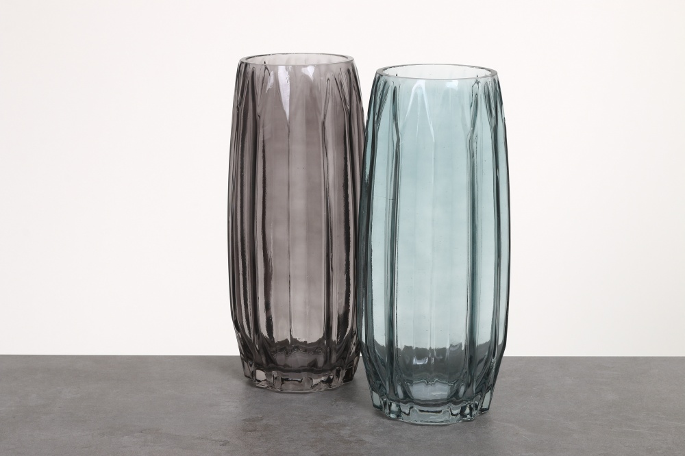 Ваза стеклянная Valley 28 см серая прозрачная JY-23DFX703A