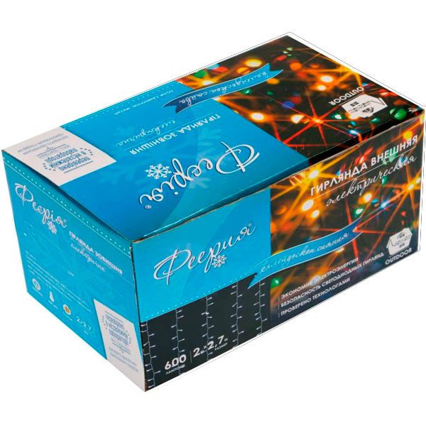 Электрогирлянда-штора Феєрія белая встроенный светодиод (LED) 600 ламп 2,7 м