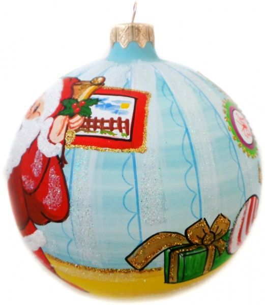 Шар стеклянный Дед Мороз 3 d100 К-411-100 голубой/желтый