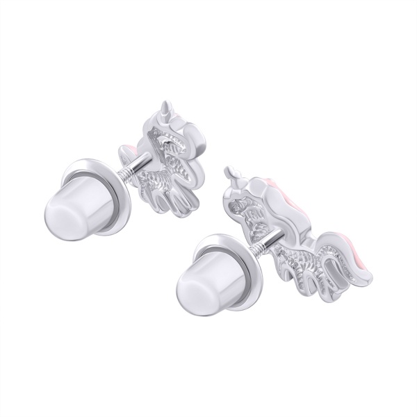 Сережки-пусети UMa&UMi Єдиноріг рожевий NEW