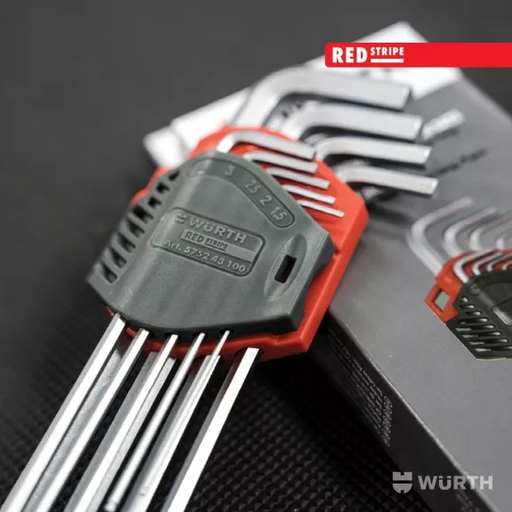 Набор ключей шестигранных WURTH RED STRIPE удлинненых с шариком 1,5-10 мм 9 шт. 575243100