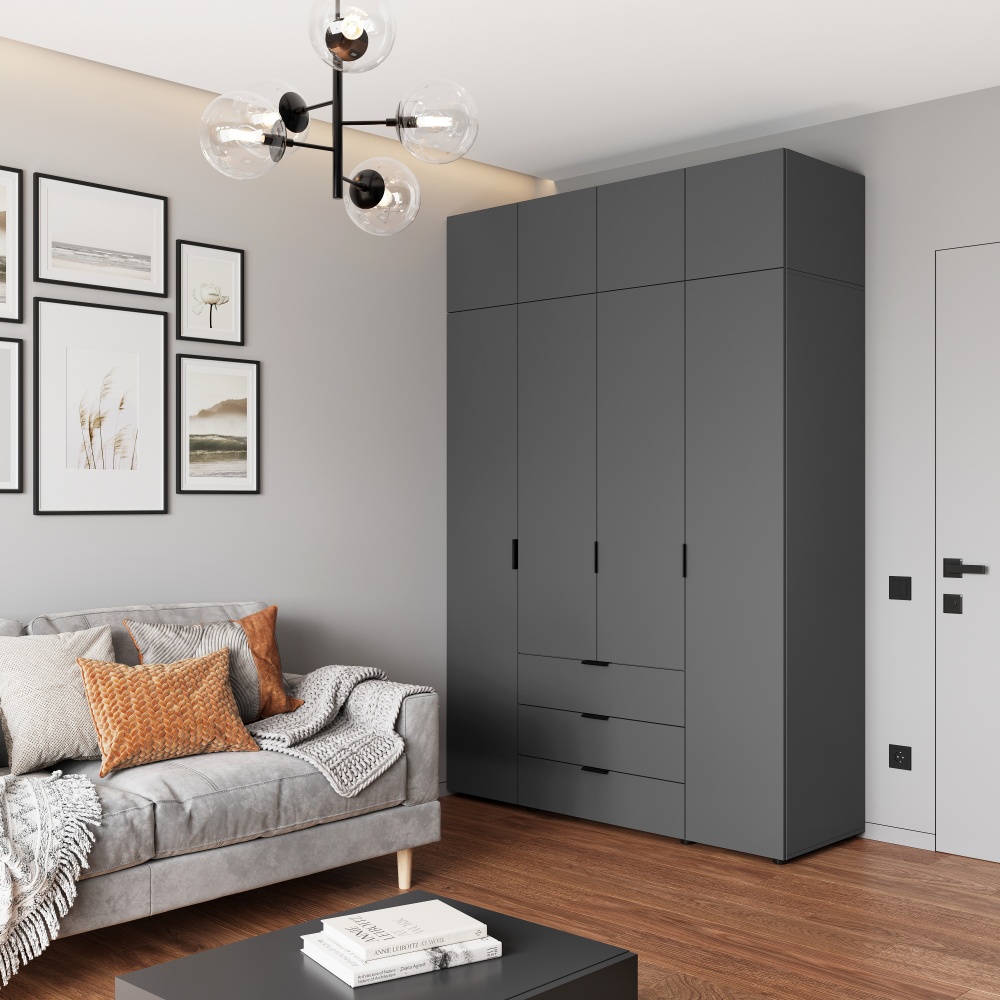 Дополнительный сегмент Берегиня Антресоль к шкафу Choice 4д3я 400х1600х550 мм антрацит / антрацит