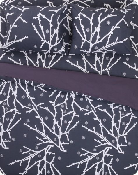 Комплект постельного белья Веточка 1,5 серый с рисунком Rigel 