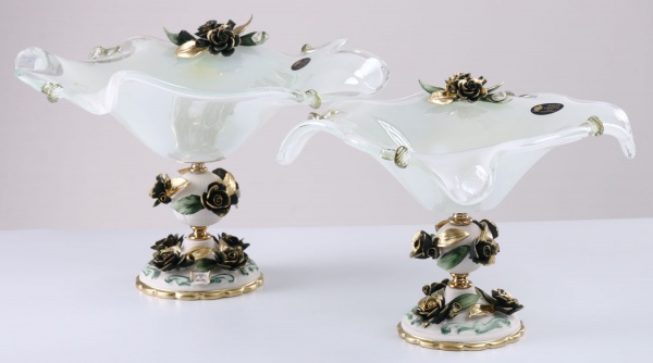 Фруктовница белая MURANO QUADRO 30 PISELLO 30X30X24 White cristal