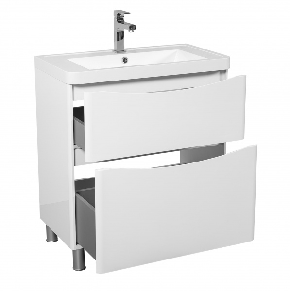 Тумба напольная Aqua Rodos Vista белый глянец с умывальником Ваr 75 см