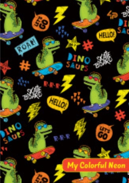 Блокнот для записей Neon pattern dinosaurs А6 Profiplan