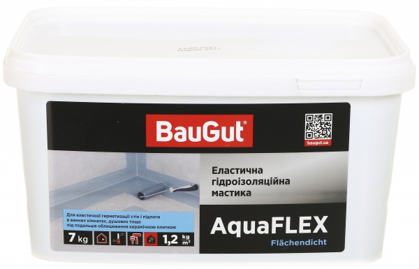 Мастика акриловая BauGut Еластична гідроізоляціяйна мастика AquaFlex 7 кг 5 л