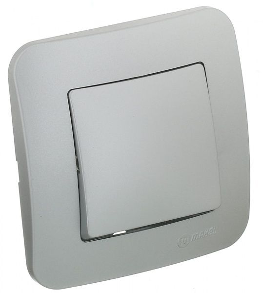 Вимикач одноклавішний Makel Lillium Natural без підсвітки 10 А 250В сріблястий
