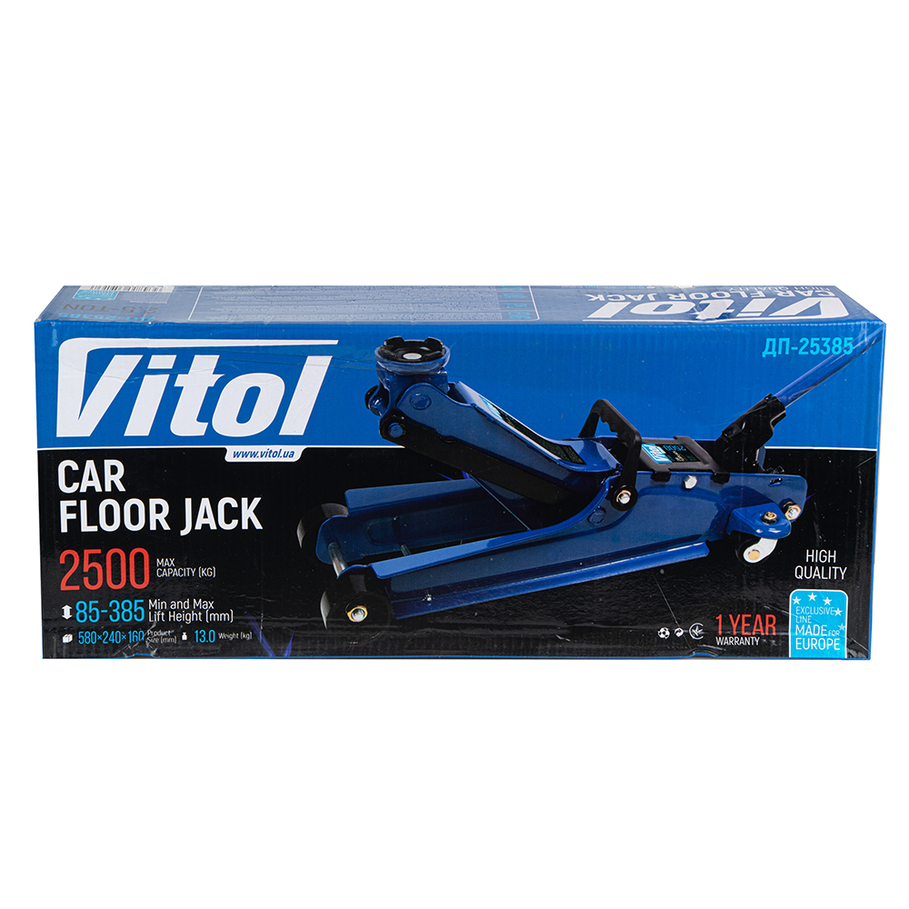 Домкрат гидравлический подкатной Vitol DP-25385 85-385 мм 2,5 т