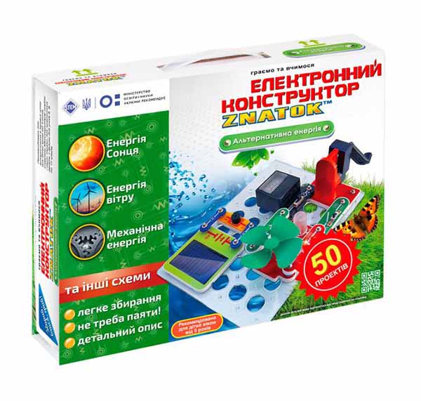 Конструктор электронный Знаток Альтернативная энергия 50 проектов REW-K70690