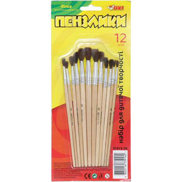 Набор кистей 12 шт. (№1-12) 51915-TK (60/240) Тікі 