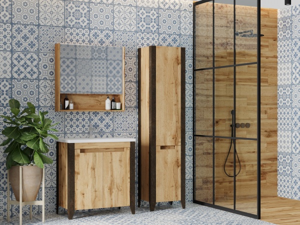 Зеркальный шкаф ЮВЕНТА Queen- 80 дуб Вотан 