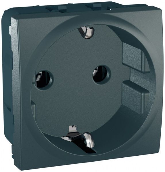Розетка с заземлением Schneider Electric Unica 16 А 250 В без шторок графит mgu3.036.12