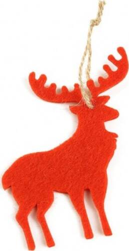 Декорация новогодняя Олень фетр красный 12х10см 