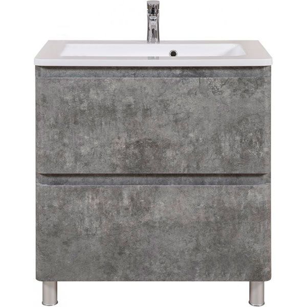 Тумба напольная Aqua Rodos Акцент серый мрамор с умывальником Альфа 80
