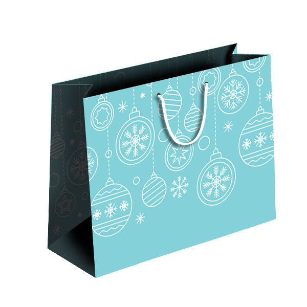 Пакет подарочный Новый год 350х475х150 мм голубой ПБС