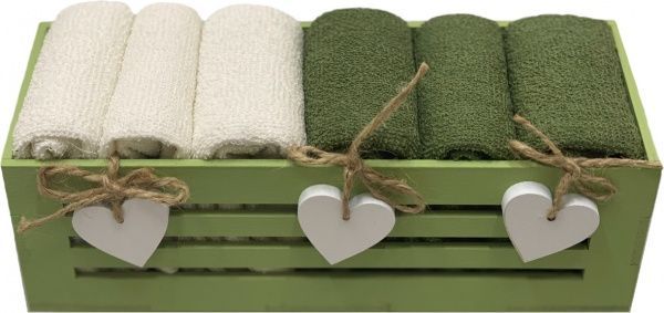 Набор полотенец кухонных Hearts olive 6 шт. 30x30 см 