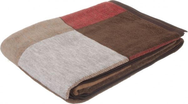 Плед Wohndecke Blocking 150x200 см коричневий/бордовий/сірий Billerbeck 