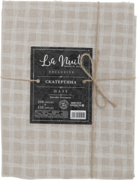 Скатертина Шале клітинка 133x220 см бежевий La Nuit 