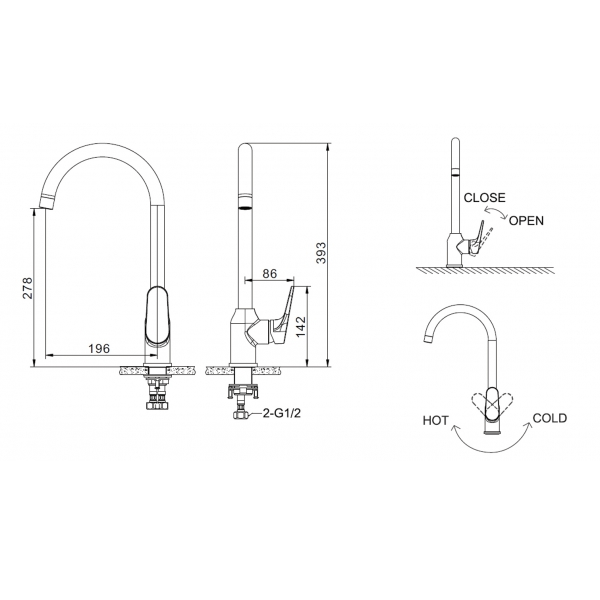 Смеситель для кухни Bravat Eler F7191238CP