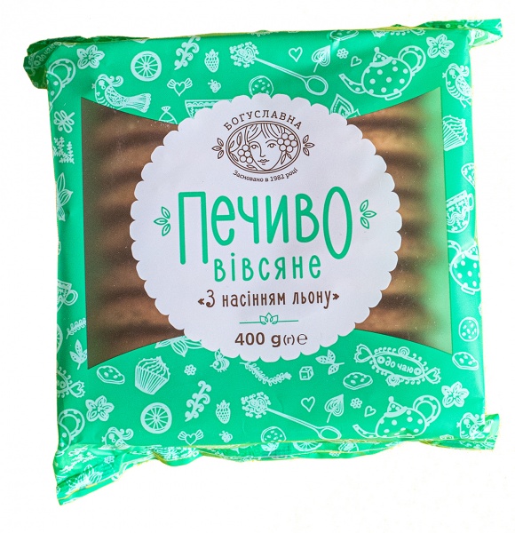 Печенье овсяное БОГУСЛАВНА с семенами льна 400 г 