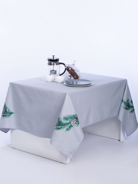 Скатертина Ялинкові гілки 206-23/00 140x180 см сірий Едельвіка 