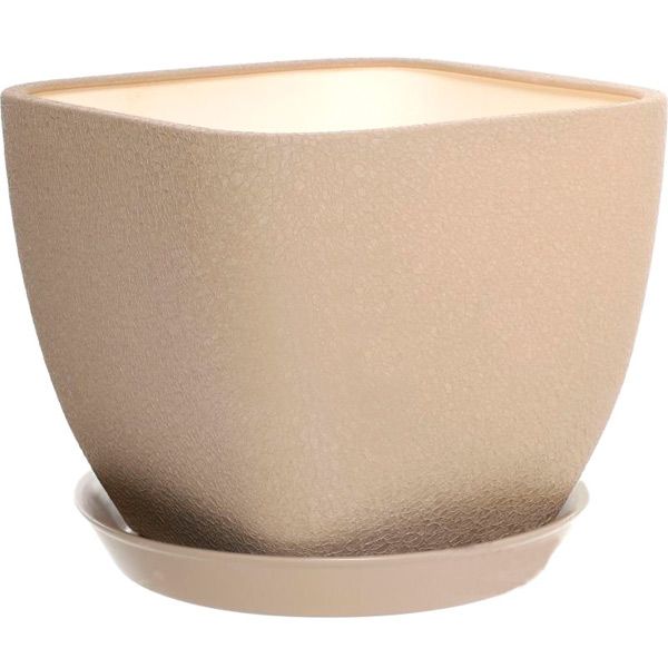 Горшок керамический Ориана-Запорожкерамика Ноктюрн №3 шелк капучино квадратный 1,8л капучино (106-3-051) 