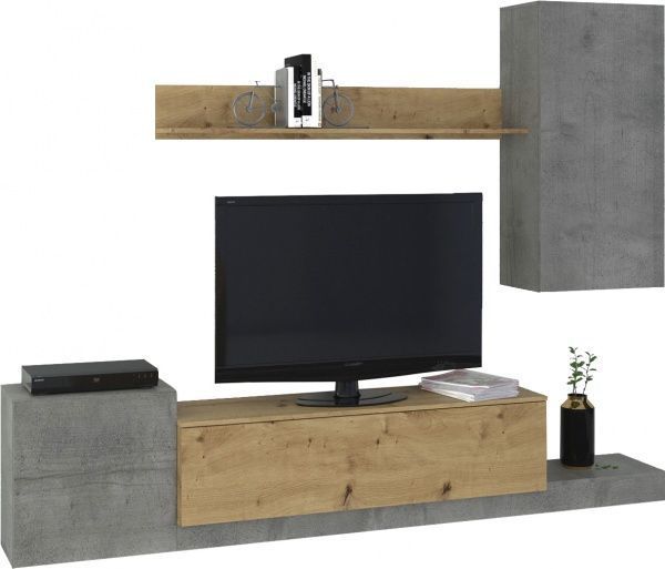 Стінка LUCKY дуб крафт золотий/бетон 