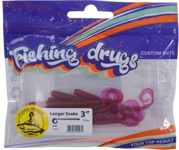 Приманки для ловли рыбы Лонгер Снейк 76 мм 10 шт. Lox