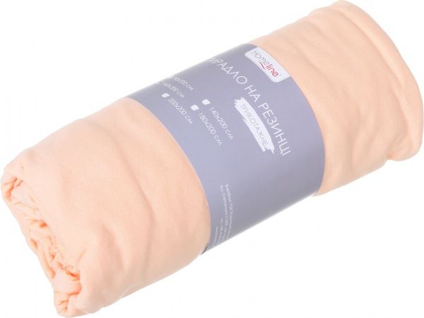 Простынь трикотажная на резинке 160x200 см персиковый Homeline 