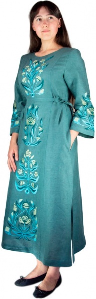 Платье Галерея льна Тиса темно-полынный р. 54 0080/54/1401 