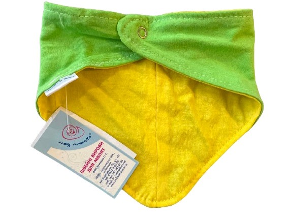 Слюнявчик-платок на шею Моя планета прогулочный на кнопке белый с рисунком Сл601 