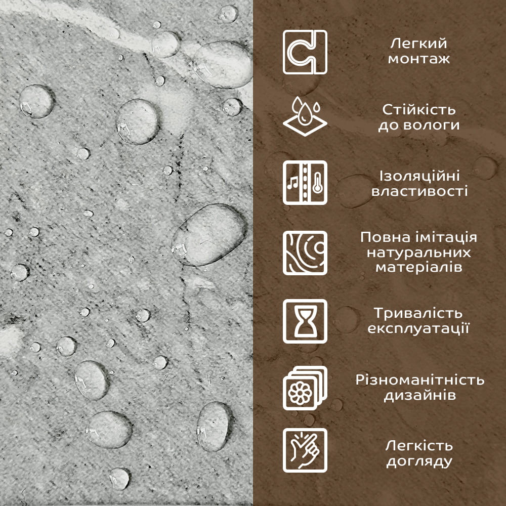 Панель декоративная из ПВХ Sticker Wall металлик мрамор 600х600х3 мм