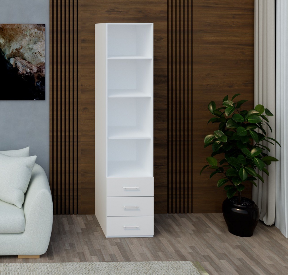 Пенал Світ Меблів Crystal 2250х500х600 мм нимфея альба лакированный белый