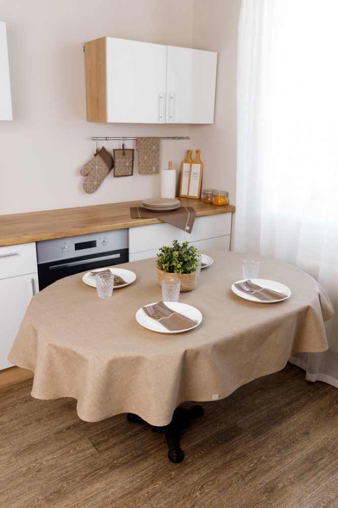 Скатерть овальная Корица Мокко 133x180 см Прованс