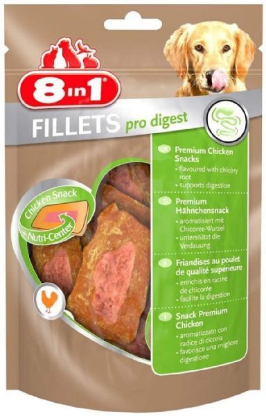 Снеки 8in1 для собак Куряче філе для покращення травлення 80 г