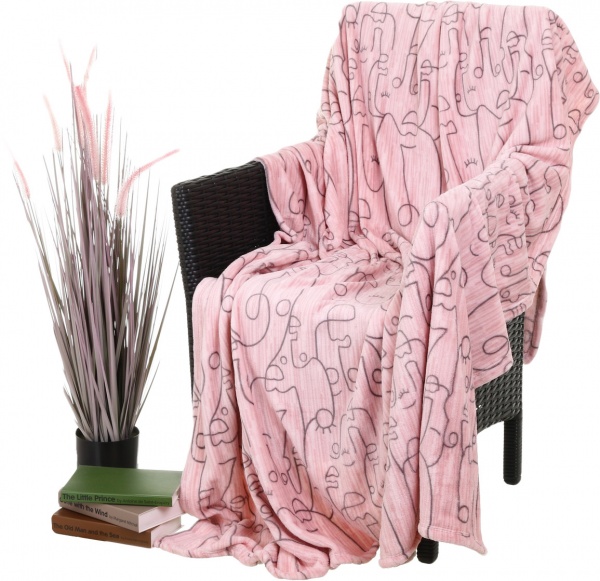 Плед Frannel Face pink 200x220 см різнокольоровий La Nuit 
