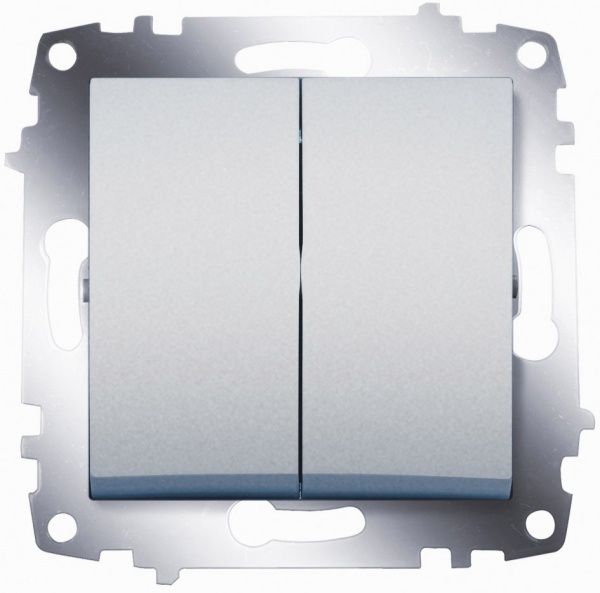Выключатель двухклавишный ABB Cosmo без подсветки 10 А серый металлик 619-011000-202