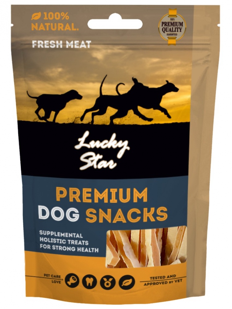 Лакомства полувлажные для собак Lucky Star cэндвич-палочки из курицы и трески 85 г