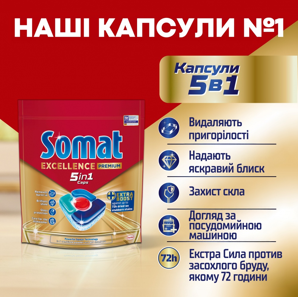 Капсулы Somat Excellence 5-в-1 НОВИНКА!!! 80 шт. 1,488 кг