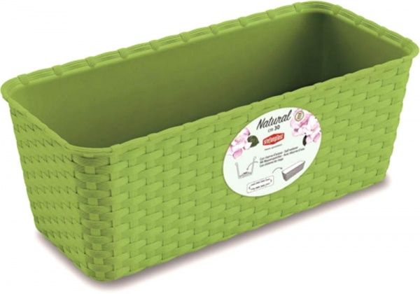 Вазон пластиковый Stefanplast Natural прямоугольный 9,2л светло-зеленый (73507) 