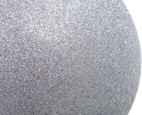 Куля пластикова з присипкою 20 см срібний